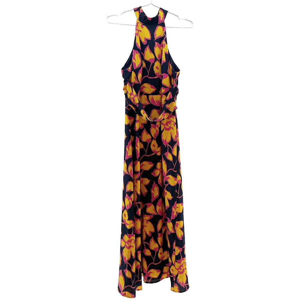 LULUS Sunny Significance Tropical Floral Maxi Dress • Small • Navy, yellow‎